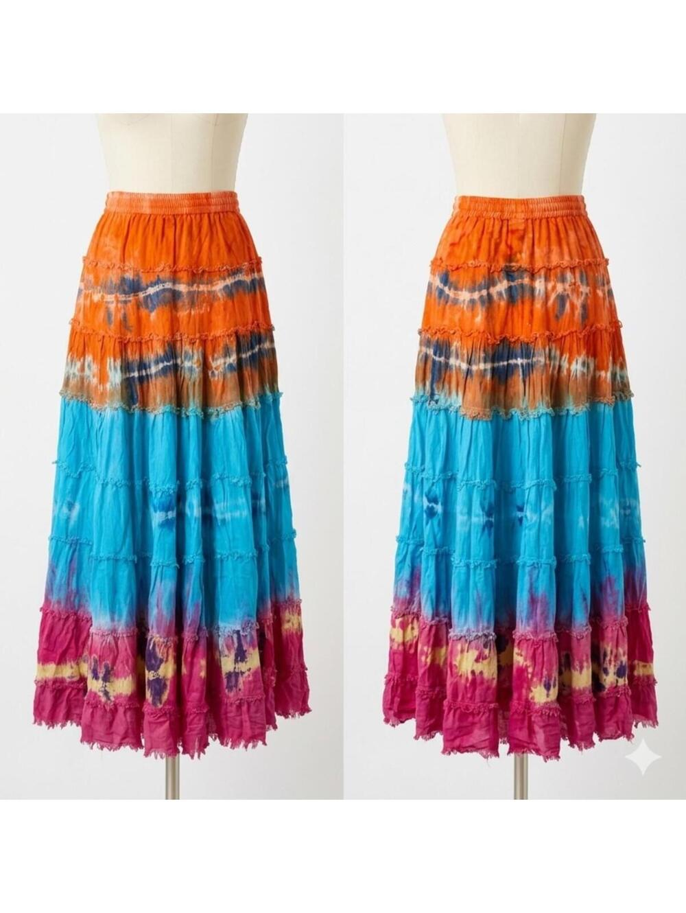 VTG Tie Dye Just Cruising Maxi Skirt FREE SIZE Hippie Boho Festival Ethereal